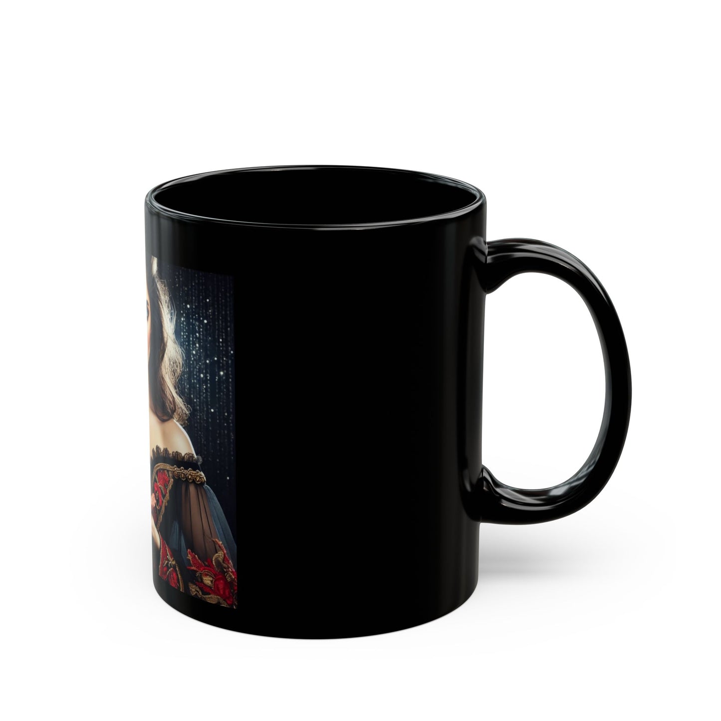 Mystical Woman Black Mug - Enchanting Coffee Cup for Fantasy Lovers