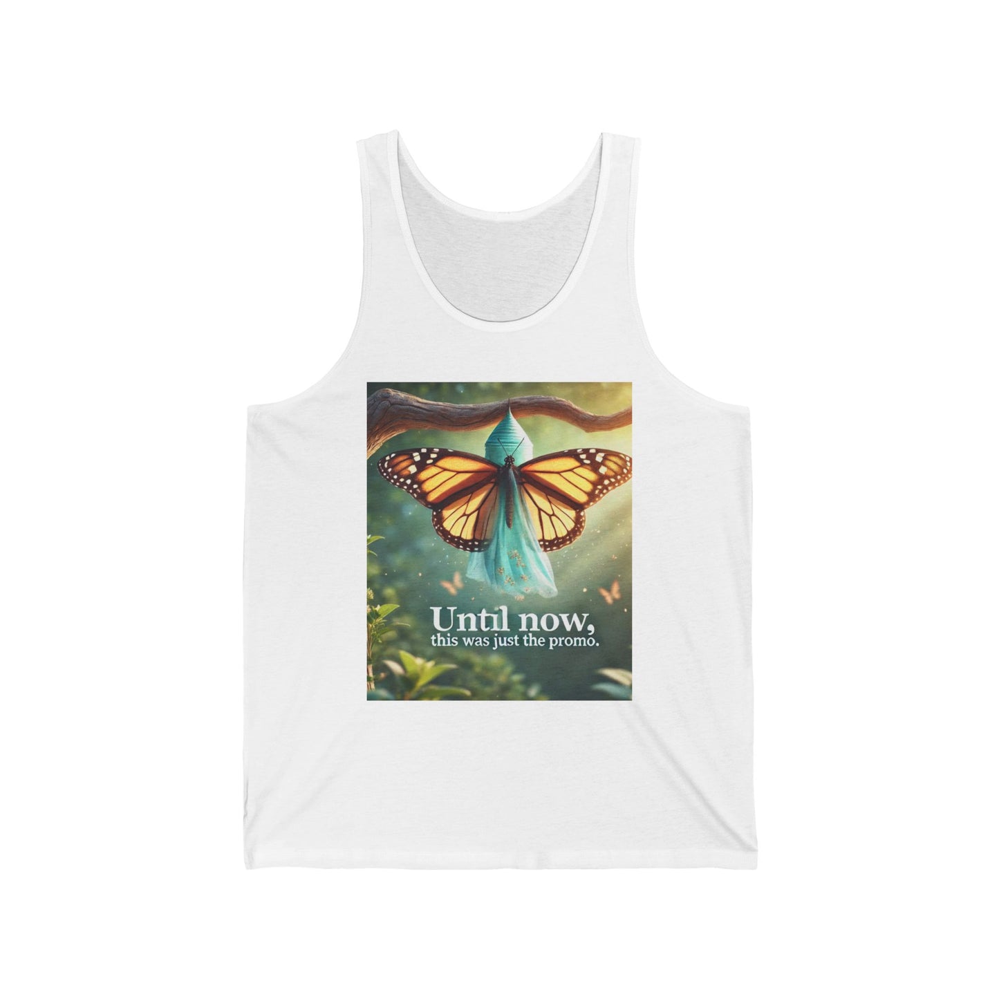 Inspiring Butterfly Graphic Unisex Jersey Tank - Perfect for Summer Gatherings & Motivation