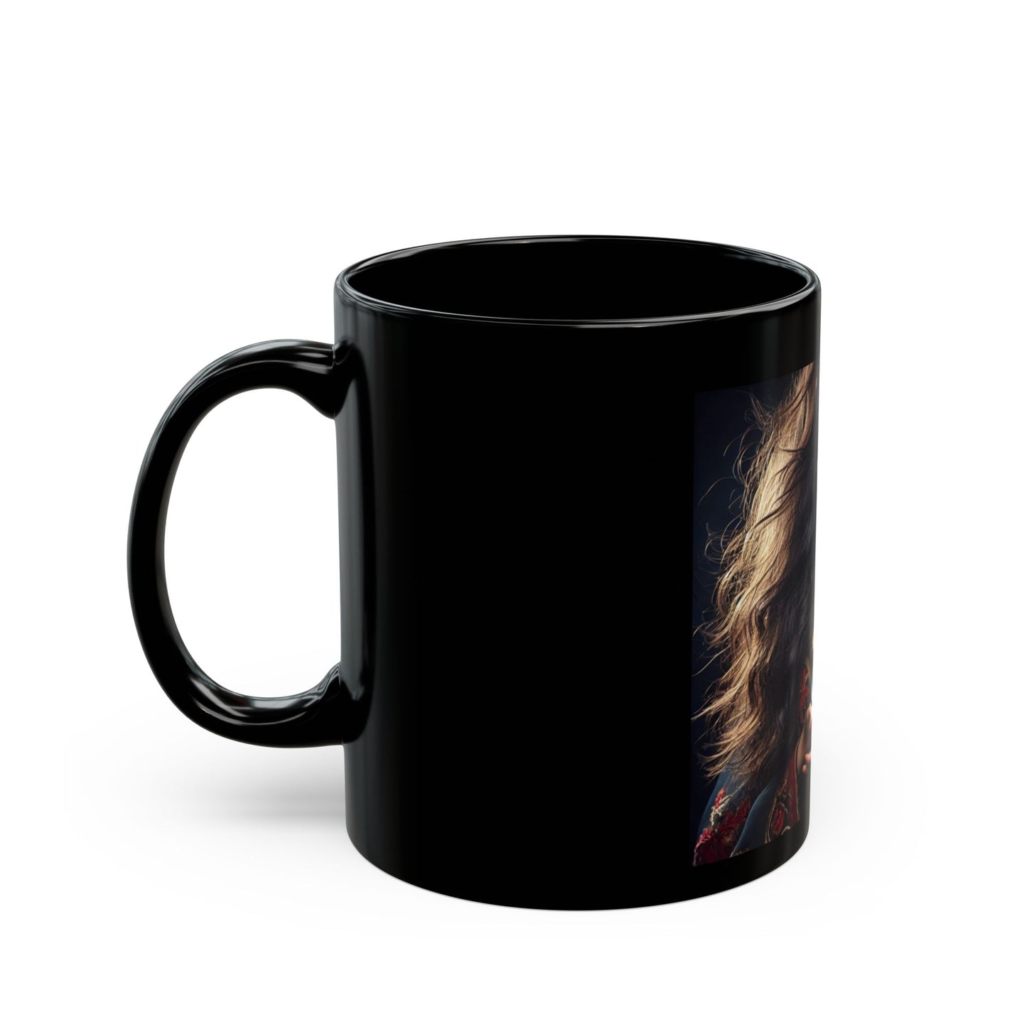 Mystical Woman Black Mug - Enchanting Coffee Cup for Fantasy Lovers